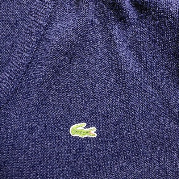 Vintage IZOD Lacoste Blue V-Neck Sweater, Men's Large - Picture 6 of 9